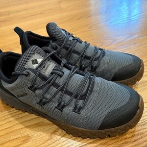 Columbia men’s hiking sneakers, size 10, grey, and black